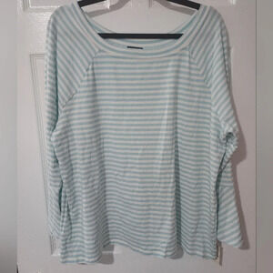NWT Talbots Woman Blue and White Striped Long Bell Sleeves in Size 2X